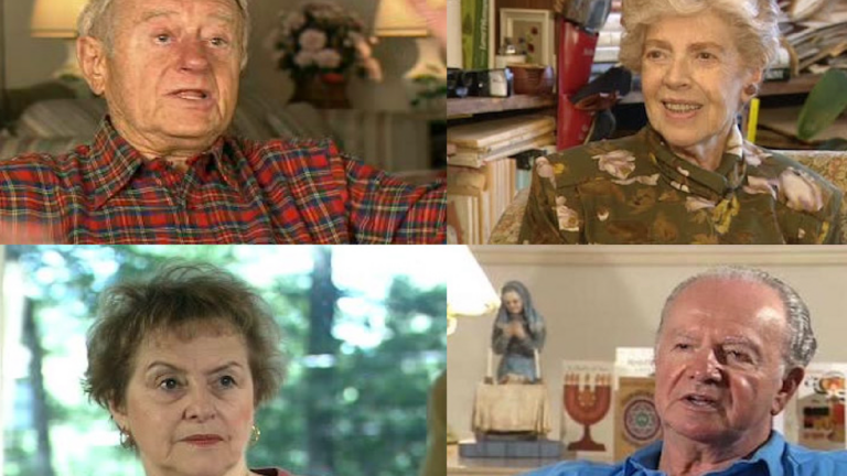 A collage of screenshots of Visual History Archive testimony.